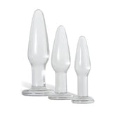 Adam and Eve Glass Anal Training Trio Butt Plugs Set of 3 Sizes Clear Butt Plugs